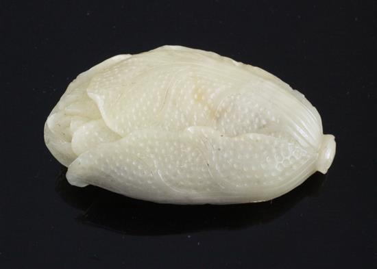 A Chinese soapstone carving of Chinese cabbage, 6cm
